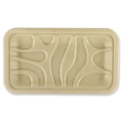 World Centric TR-SC-17S-LFS 4.8 in. x 8.3 in. x 0.7 in. Paper Fiber Trays - Natural (500/Carton)