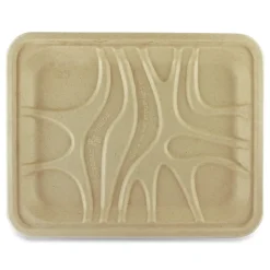 World Centric TRSC4SLLF 9.1 in. x 7.1 in. x 0.7 in. PLA Lined PFAS-Free Paper Fiber Trays - Natural (500/Carton)