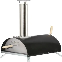 WPPO 7-Piece 20 in. x 27 in. x 32 in. Le Peppe Portable Wood Fired Pizza Oven Kit - Black