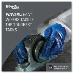WypAll 12.5 in. x 12 in. 1/4 Fold Grease and Ink Cloths Power Clean Oil - Blue (66/Box, 8 Boxes/Carton)