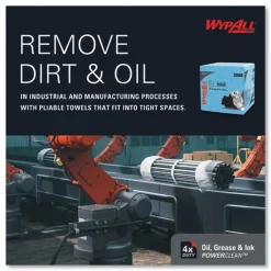 WypAll 12.5 in. x 12 in. 1/4 Fold Grease and Ink Cloths Power Clean Oil - Blue (66/Box, 8 Boxes/Carton)