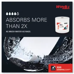 WypAll 12.2 in. x 12.4 in. General Clean Jumbo Roll X60 Cloths - White (1/Carton)