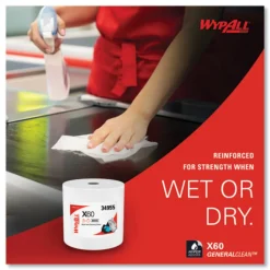 WypAll 12.2 in. x 12.4 in. General Clean Jumbo Roll X60 Cloths - White (1/Carton)