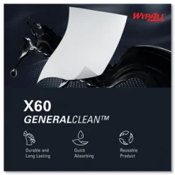 WypAll 12.2 in. x 12.4 in. General Clean Jumbo Roll X60 Cloths - White (1/Carton)