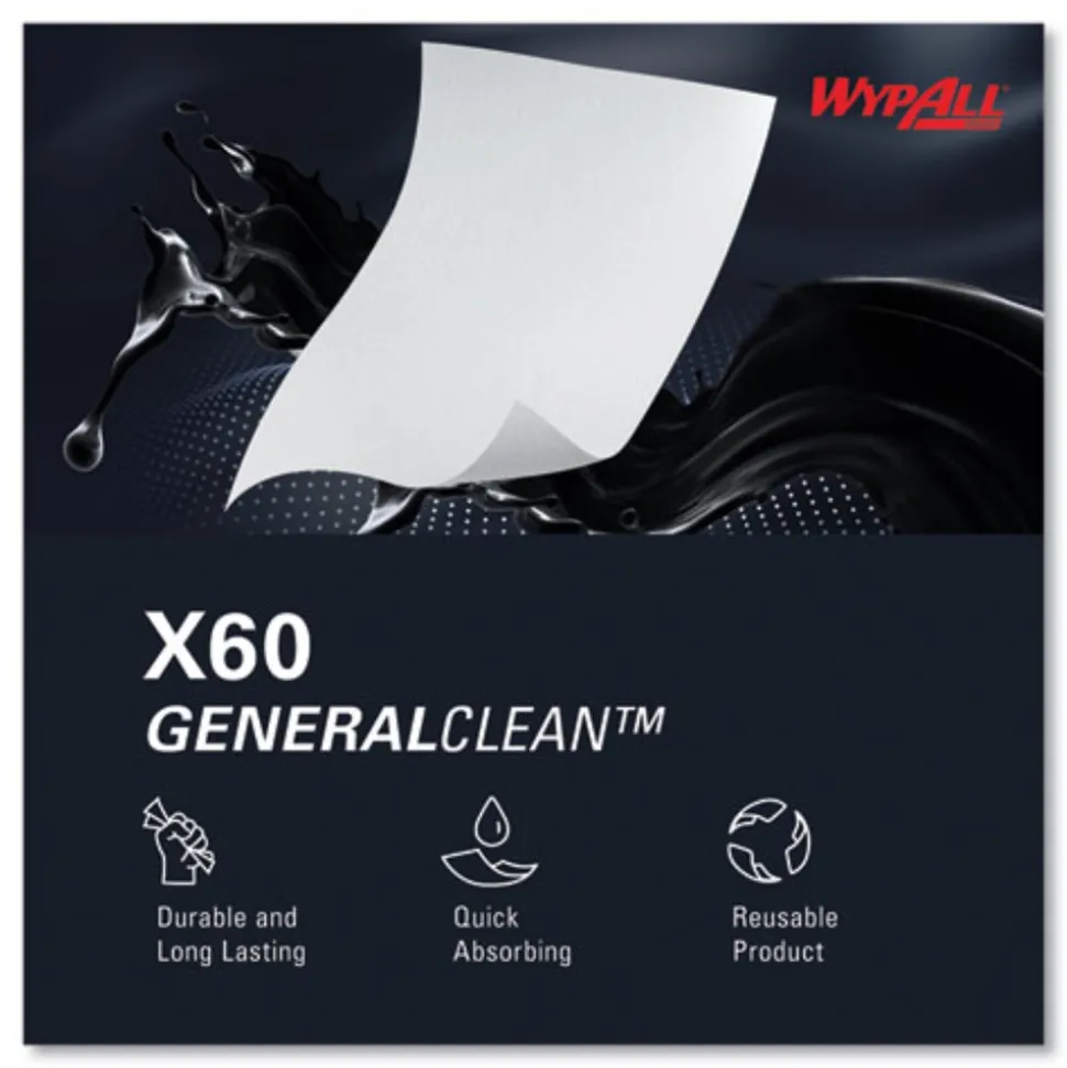 WypAll 12.2 in. x 12.4 in. General Clean Jumbo Roll X60 Cloths - White (1/Carton)