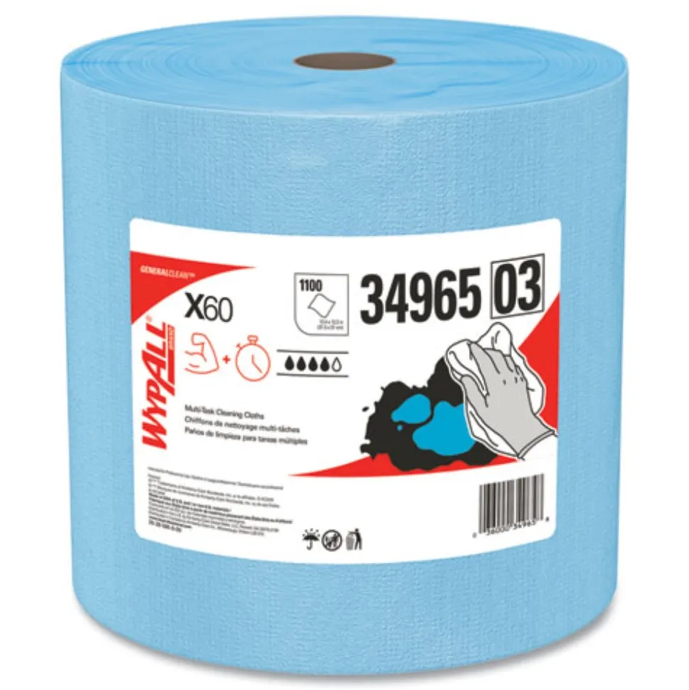 WypAll 12.2 in. x 13.4 in. General Clean Jumbo Roll X60 Cloths - Blue (1100/Roll)