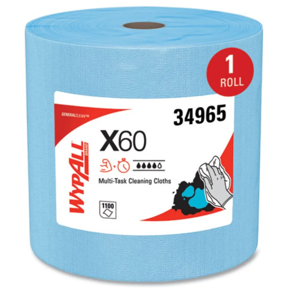 WypAll 12.2 in. x 13.4 in. General Clean Jumbo Roll X60 Cloths - Blue (1100/Roll)