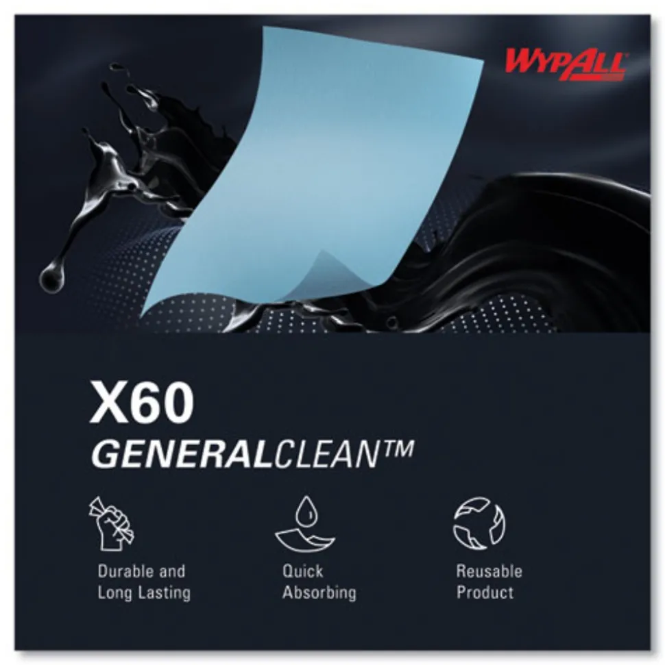 WypAll 12.2 in. x 13.4 in. General Clean Jumbo Roll X60 Cloths - Blue (1100/Roll)