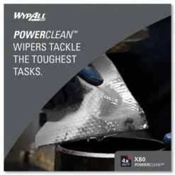 WypAll 12.4 in. x 12.2 in. Power Clean Jumbo Roll X80 Heavy Duty Cloths - White (475/Roll)