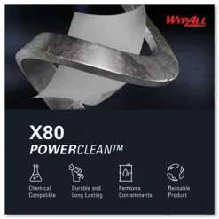 WypAll 12.4 in. x 12.2 in. Power Clean Jumbo Roll X80 Heavy Duty Cloths - White (475/Roll)