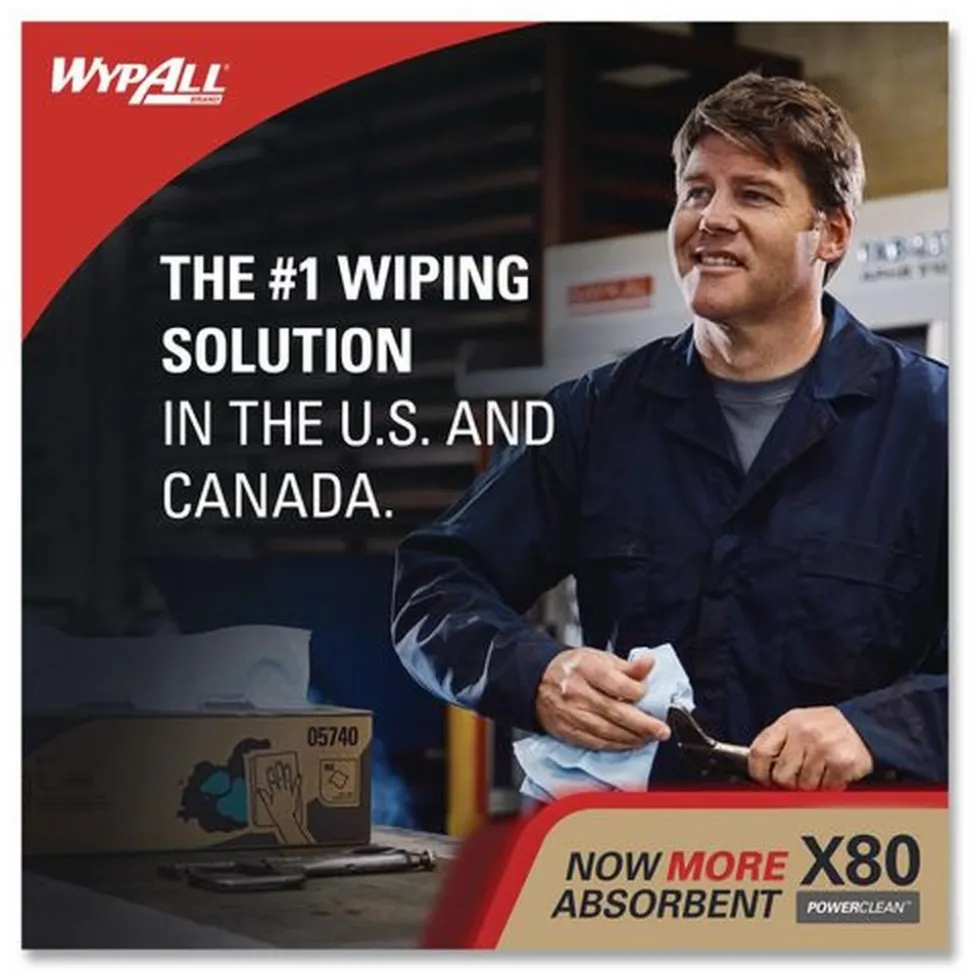 WypAll 11.1 in. x 16.8 in. Power Clean X80 Heavy Duty Cloths - Blue (160/Carton)