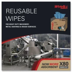 WypAll 11.1 in. x 16.8 in. Power Clean X80 Heavy Duty Cloths - Blue (160/Carton)