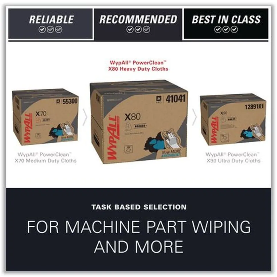 WypAll 11.1 in. x 16.8 in. Power Clean X80 Heavy Duty Cloths - Blue (160/Carton)