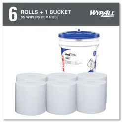 WypAll 12 in. x 6 in. Power Clean Wipers for WetTask Customizable Wet Wiping System with 1 Bucket - Unscented (300/Carton)