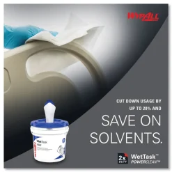 WypAll 12 in. x 6 in. Power Clean Wipers for WetTask Customizable Wet Wiping System with 1 Bucket - Unscented (300/Carton)