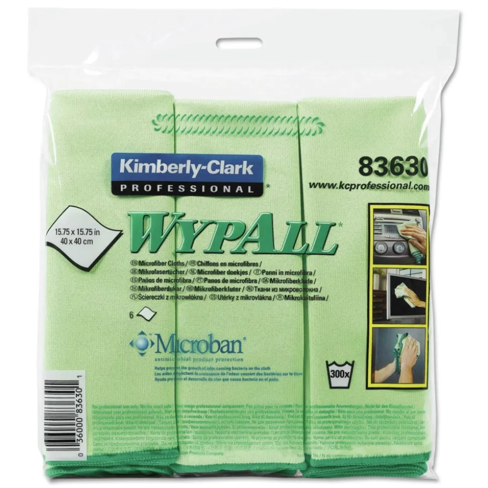 WypAll 15.75 in. x 15.75 in. Reusable Microfiber Cloths - Green (6/Pack)