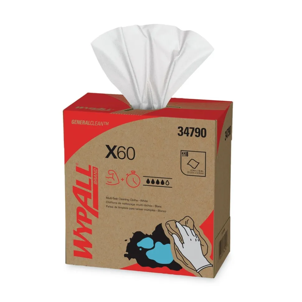 WypAll General Clean X60 POP-UP Box 8.34 in. x 16.8 in. Cloths - White (1260/Carton)