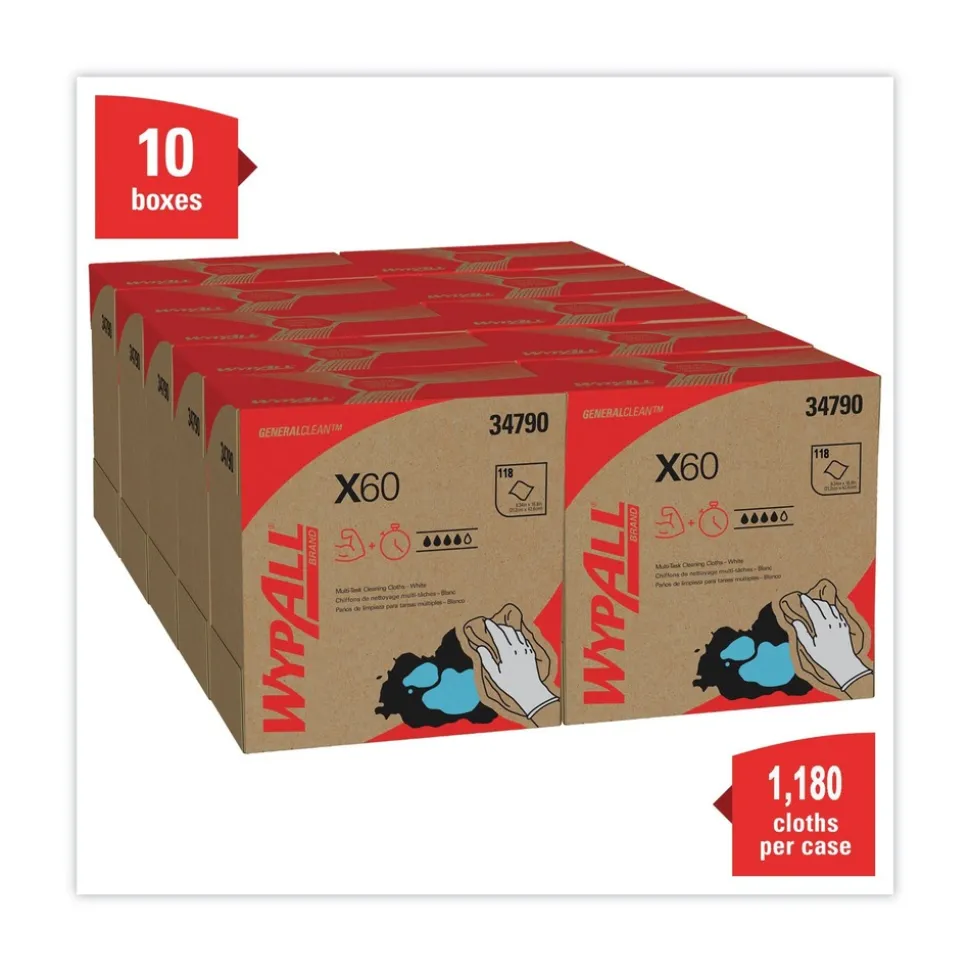 WypAll General Clean X60 POP-UP Box 8.34 in. x 16.8 in. Cloths - White (1260/Carton)