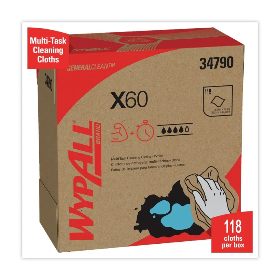 WypAll General Clean X60 POP-UP Box 8.34 in. x 16.8 in. Cloths - White (1260/Carton)