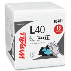 WypAll L40 1/4 Fold 12.5 in. x 12 in. Towels - White (56/Box, 18 Packs/Carton)