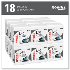 WypAll L40 1/4 Fold 12.5 in. x 12 in. Towels - White (56/Box, 18 Packs/Carton)