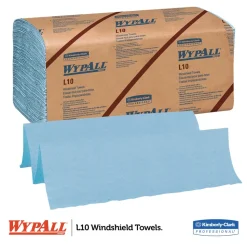 WypAll L10 9.38 in. x 10.25 in. 2-Ply Banded Windshield Wipers - Light Blue (140/Pack, 16 Packs/Carton)