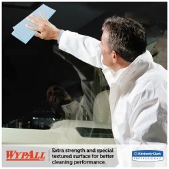 WypAll L10 9.38 in. x 10.25 in. 2-Ply Banded Windshield Wipers - Light Blue (140/Pack, 16 Packs/Carton)