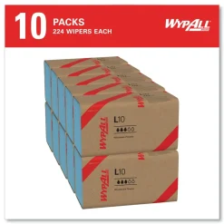 WypAll L10 9.1 in. x 10.25 in. Windshield Towels - Light Blue (224/Pack, 10 Packs/Carton)