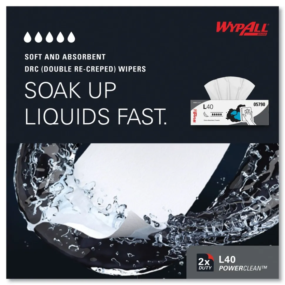 WypAll L40 POP-UP Box 16.4 in. x 9.8 in. Towels - White (100/Box, 9 Boxes/Carton)