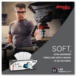 WypAll L40 POP-UP Box 16.4 in. x 9.8 in. Towels - White (100/Box, 9 Boxes/Carton)