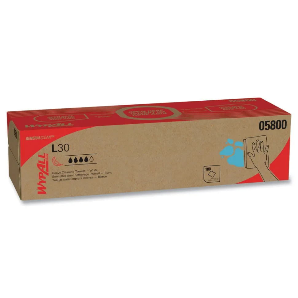 WypAll L30 POP-UP Box 16.4 in. x 9.8 in. Towels - White (100/Box, 8 Boxes/Carton)