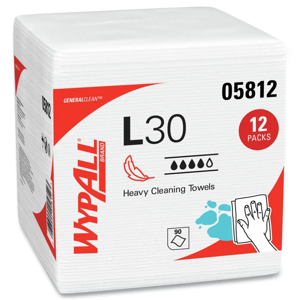 WypAll L30 Quarter Fold 12.5 in. x 12 in. Towels (90/Polypack, 12 Polypacks/Carton)
