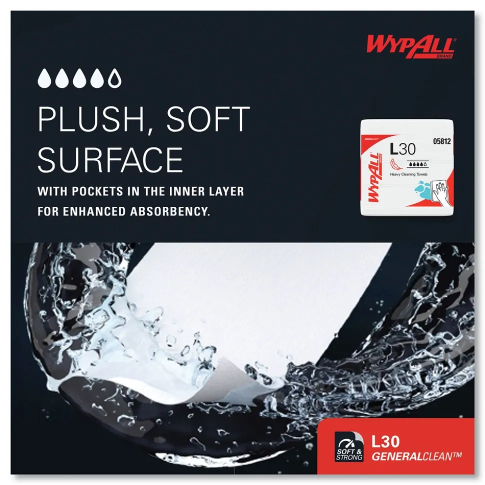 WypAll L30 Quarter Fold 12.5 in. x 12 in. Towels (90/Polypack, 12 Polypacks/Carton)