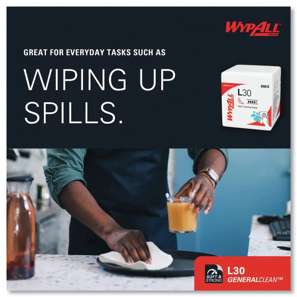 WypAll L30 Quarter Fold 12.5 in. x 12 in. Towels (90/Polypack, 12 Polypacks/Carton)