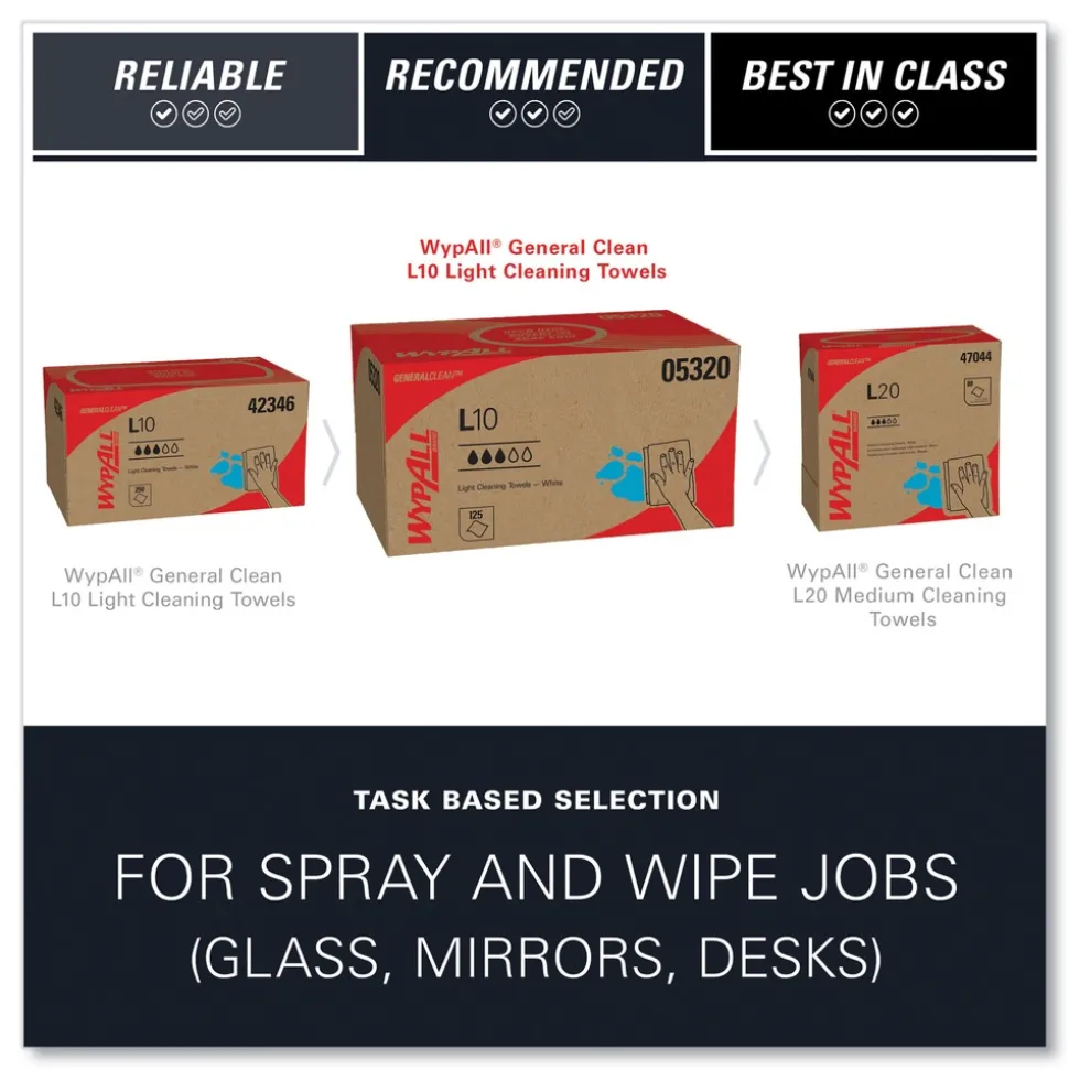 WypAll 1-Ply 9 in. x 10.5 in. L10 Towels with POP-UP Box - White (125/Box, 18 Boxes/Carton)