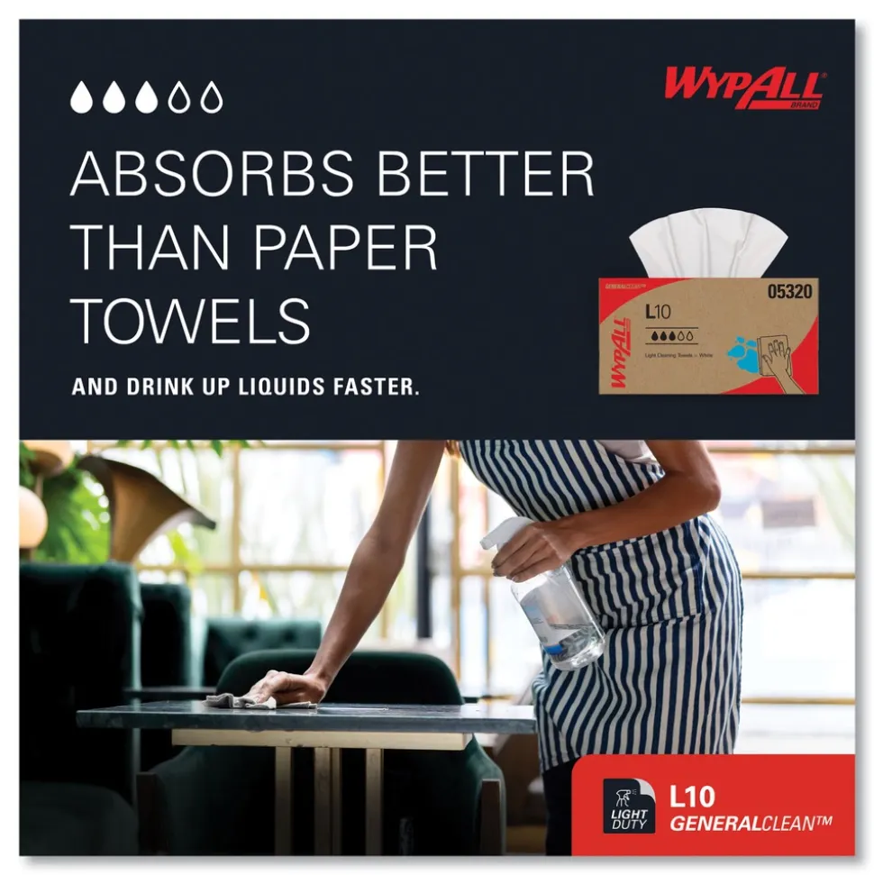 WypAll 1-Ply 9 in. x 10.5 in. L10 Towels with POP-UP Box - White (125/Box, 18 Boxes/Carton)