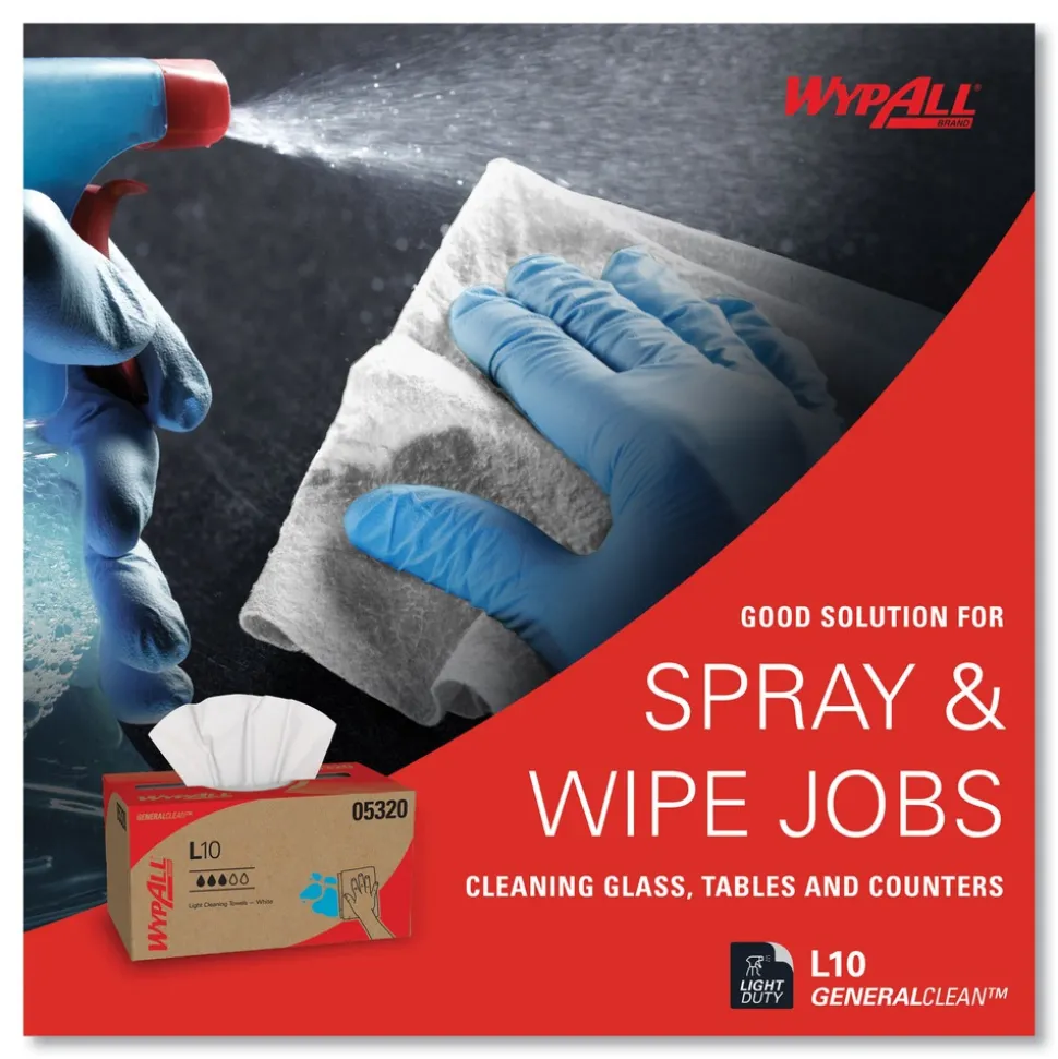 WypAll 1-Ply 9 in. x 10.5 in. L10 Towels with POP-UP Box - White (125/Box, 18 Boxes/Carton)