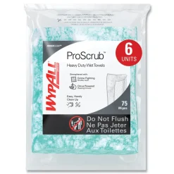 WypAll Power Clean ProScrub 12 in. x 9.5 in. Pre-Saturated Wipes - Citrus Scent, Green (75/Pack, 6 Packs/Carton)