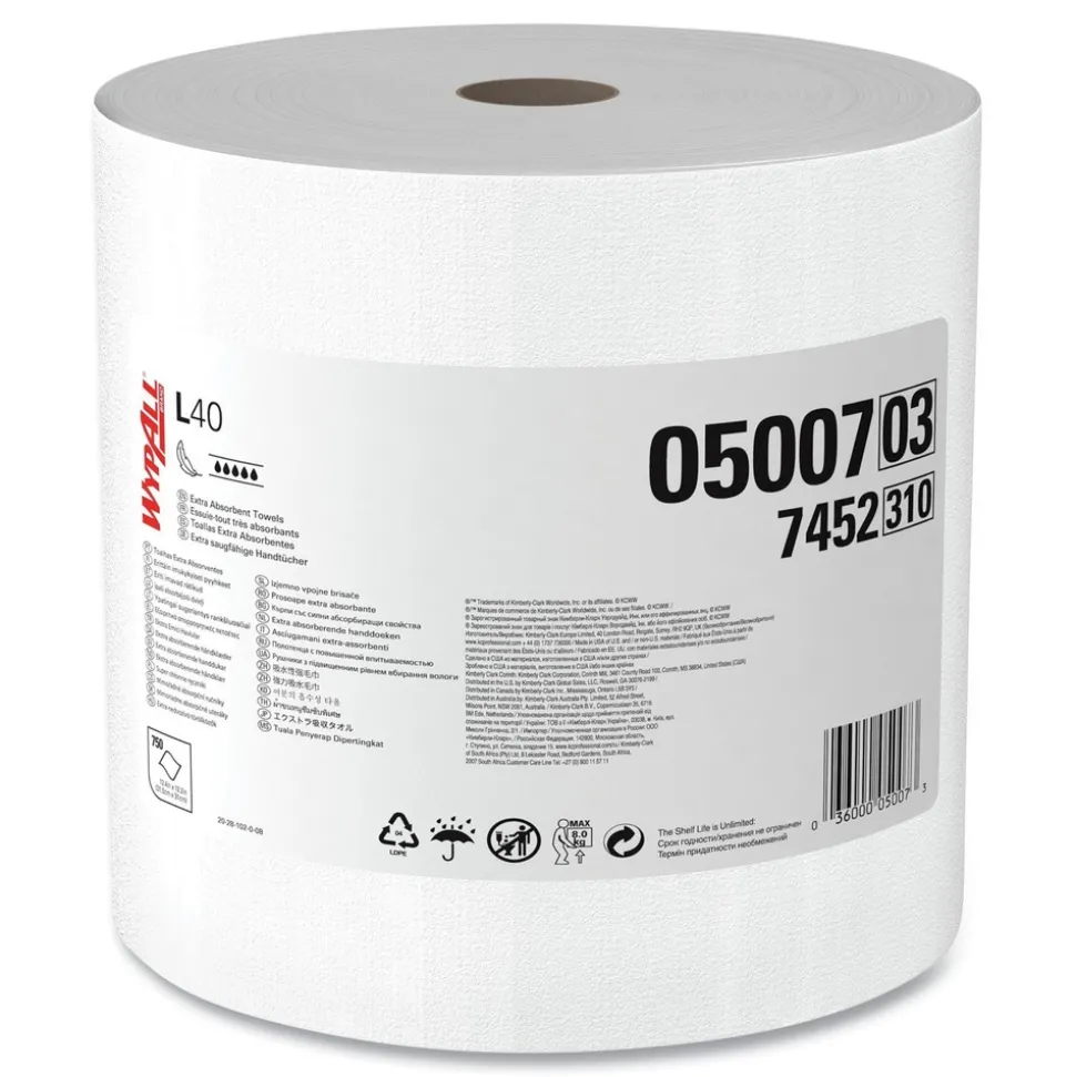 WypAll 750/Roll L40 Wipers Jumbo Roll - White