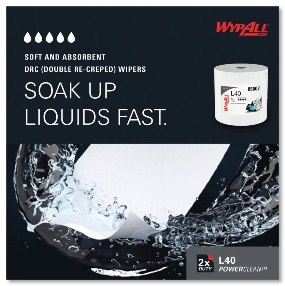 WypAll 750/Roll L40 Wipers Jumbo Roll - White