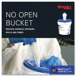WypAll WetTask Customizable Wet Wiping System Critical Clean Wipers for Bleach/Disinfectants/Sanitizers with Bucket (540/Carton)