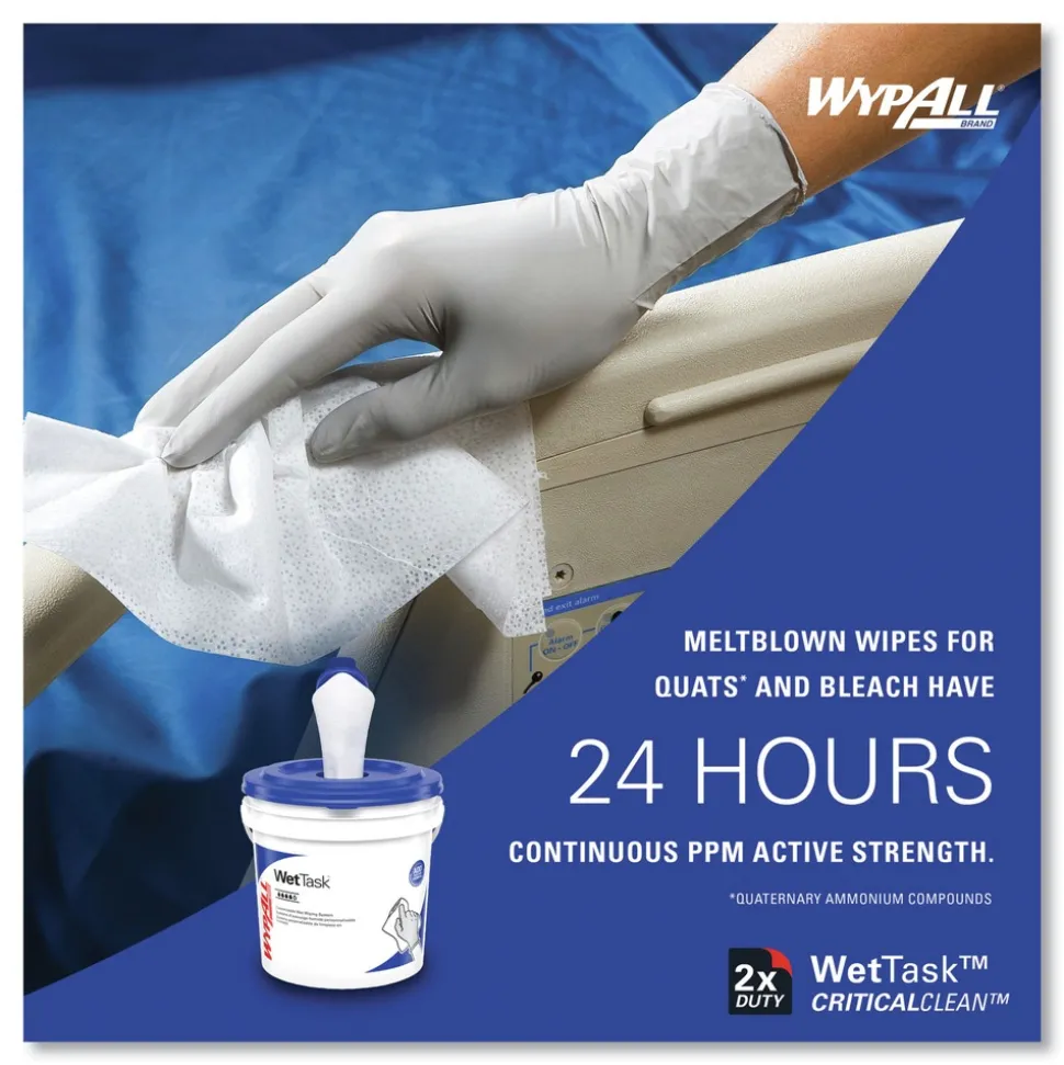 WypAll WetTask Customizable Wet Wiping System Critical Clean Wipers for Bleach/Disinfectants/Sanitizers with Bucket (540/Carton)