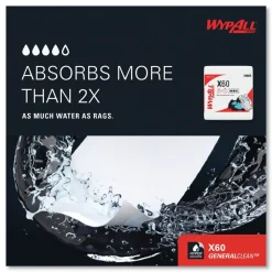 WypAll X60 12.5 in. x 13 in. 1/4 Fold General Clean Cloths - White (76/Box, 12 Boxes/Carton)