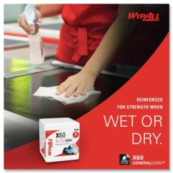 WypAll X60 12.5 in. x 13 in. 1/4 Fold General Clean Cloths - White (76/Box, 12 Boxes/Carton)