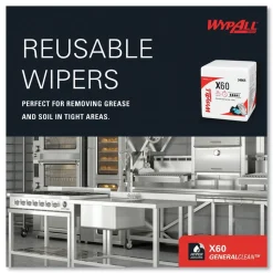 WypAll X60 12.5 in. x 13 in. 1/4 Fold General Clean Cloths - White (76/Box, 12 Boxes/Carton)