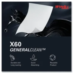 WypAll X60 12.5 in. x 13 in. 1/4 Fold General Clean Cloths - White (76/Box, 12 Boxes/Carton)