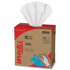 WypAll X50 9-1/10 in. x 12-1/2 in. Cloth Pop-Up Box - White (176/Box 10 Boxes/Carton)