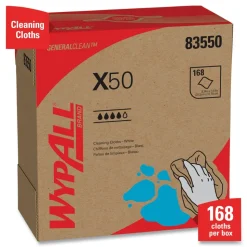 WypAll X50 9-1/10 in. x 12-1/2 in. Cloth Pop-Up Box - White (176/Box 10 Boxes/Carton)