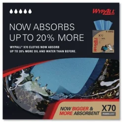 WypAll X70 9-1/10 in. x 16-4/5 in. Cloths - Blue (100/Box 10 Boxes/Carton)