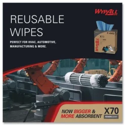 WypAll X70 9-1/10 in. x 16-4/5 in. Cloths - Blue (100/Box 10 Boxes/Carton)